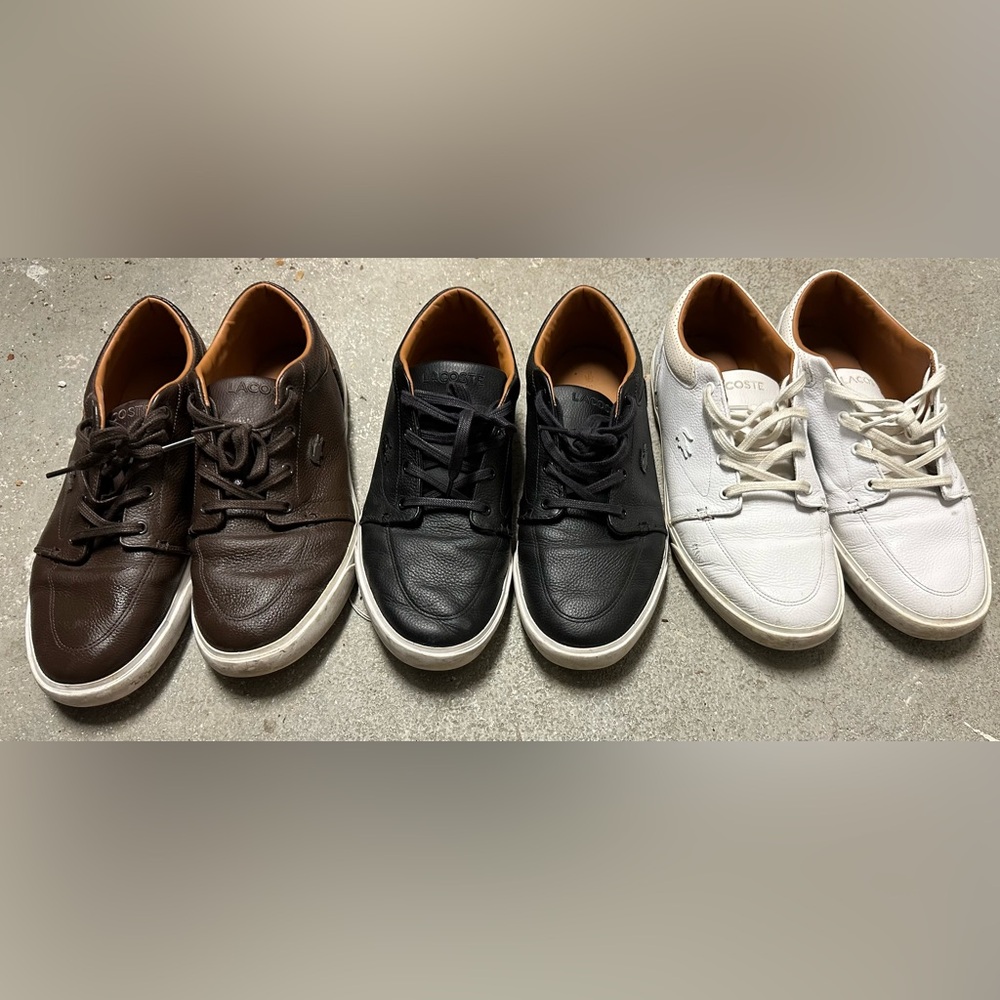 Lacoste Men's Sneakers in Brown, Black, and White